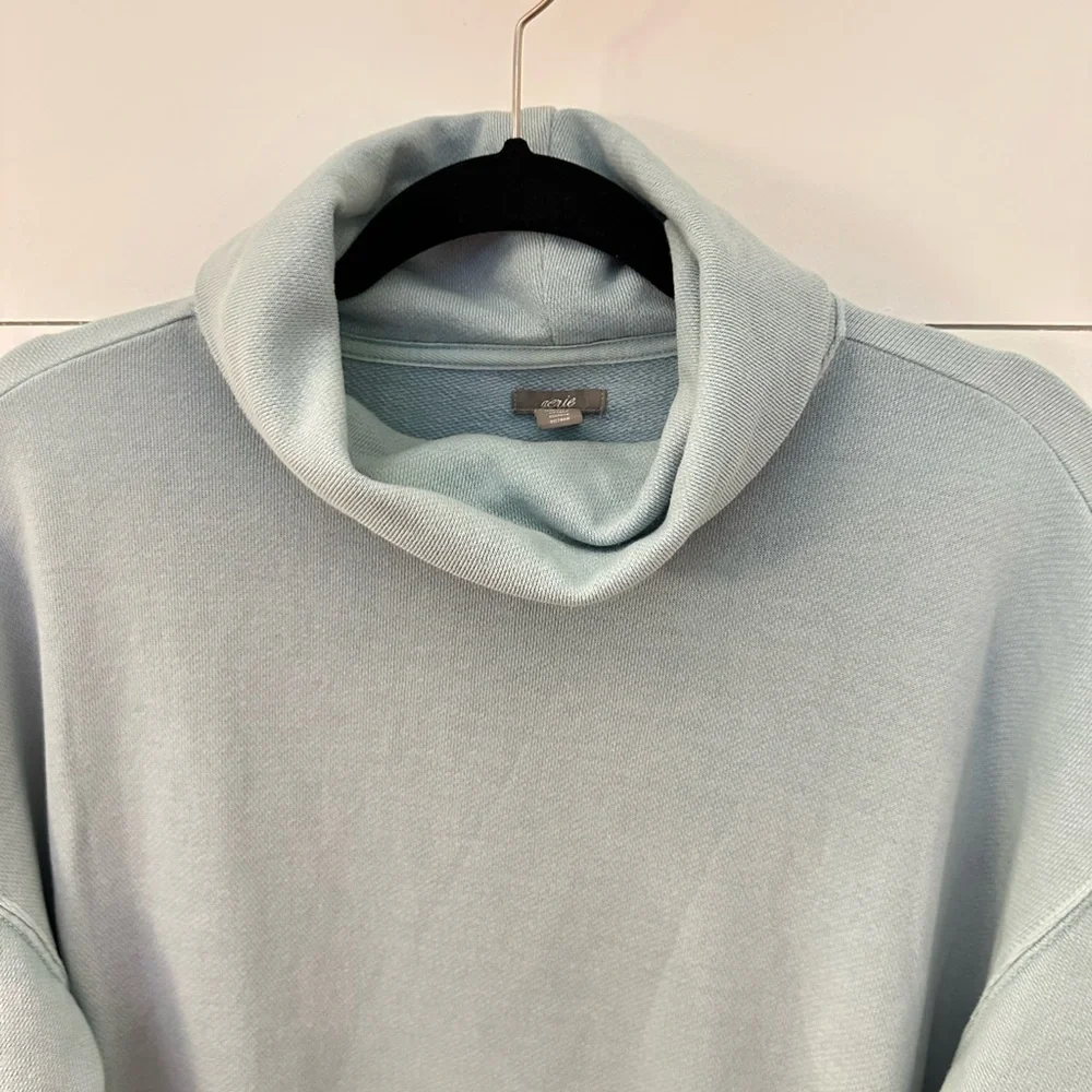 AERI S Cozy Mock Neck cotton blend woman blue sweatshirt cozy comfort casual - Picture 6 of 15